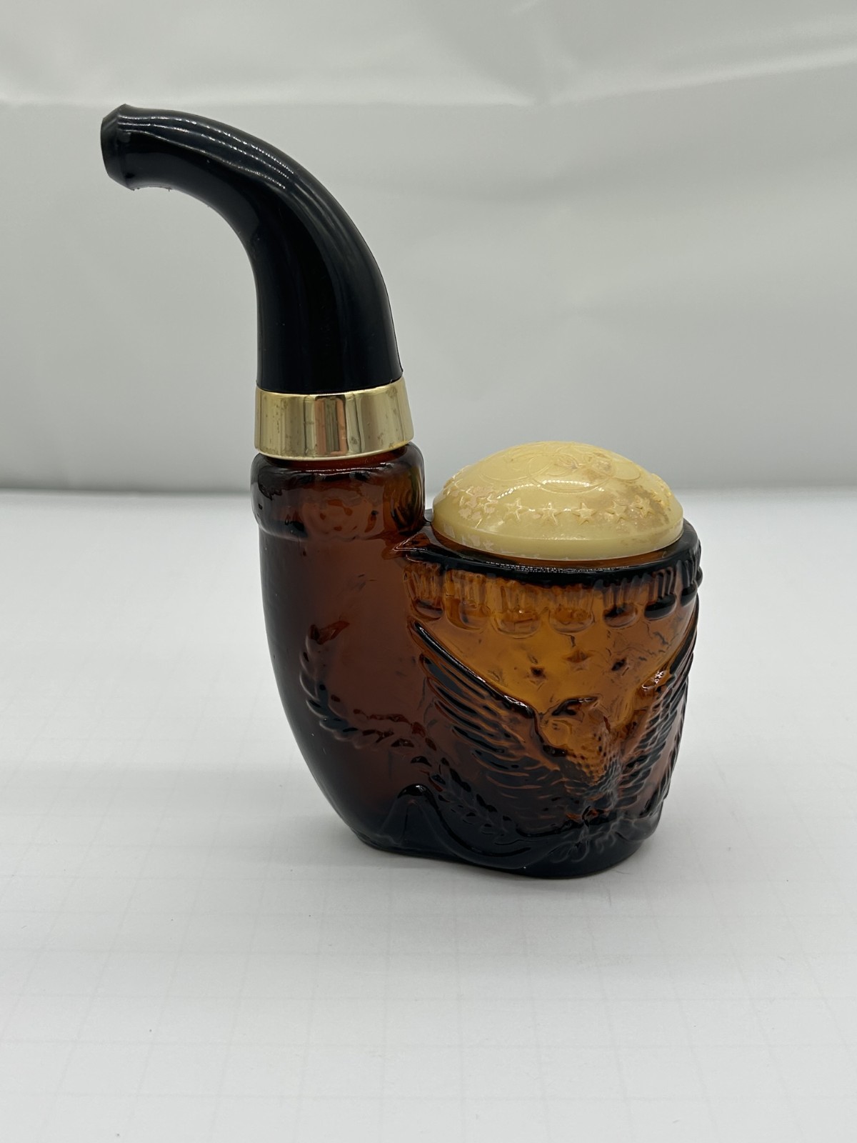VTG  Avon American Eagle Pipe Brown Glass Cologne Bottle professor library desk