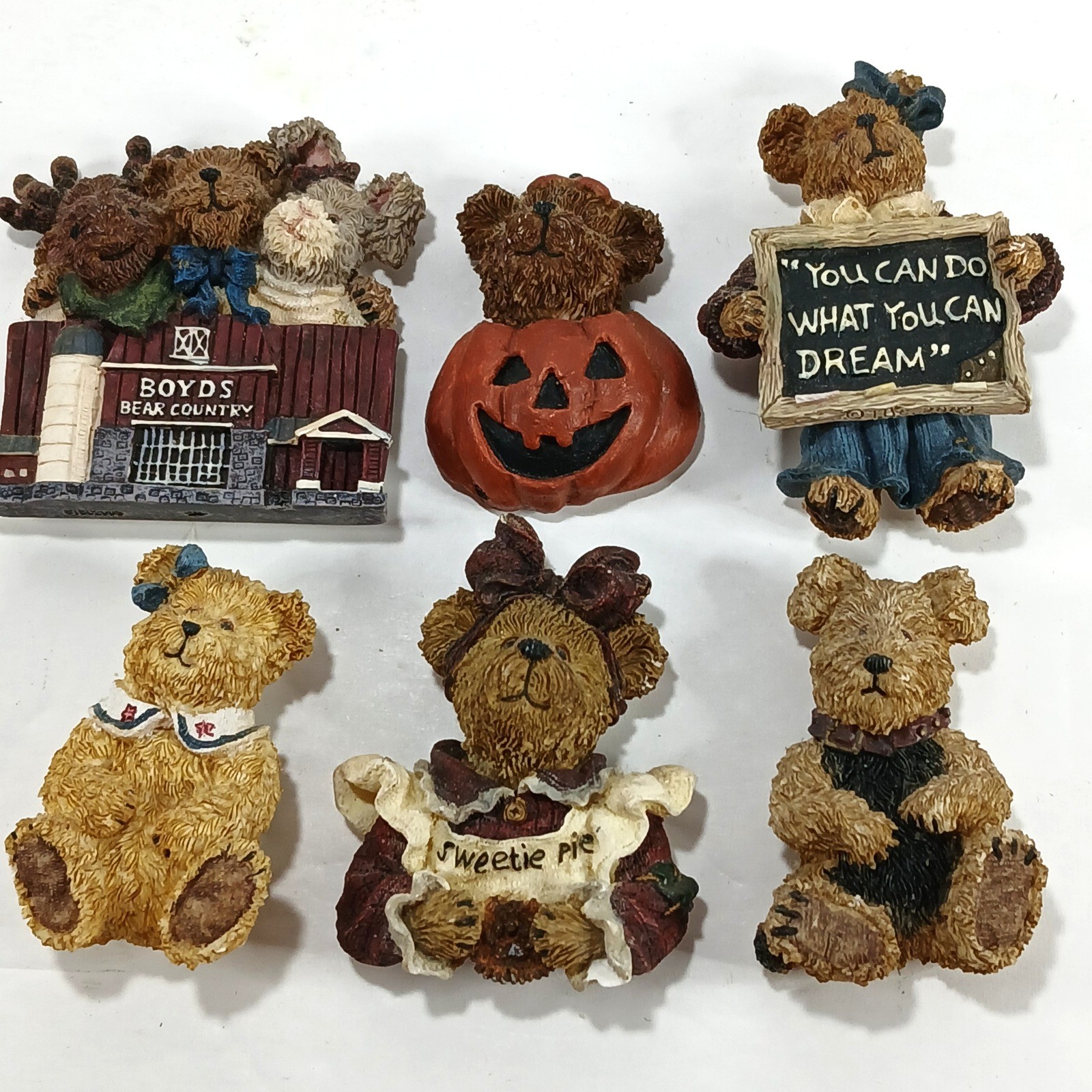 Boyds Bears Magnets Vintage Resin Collection Lot of 6 Country Decor