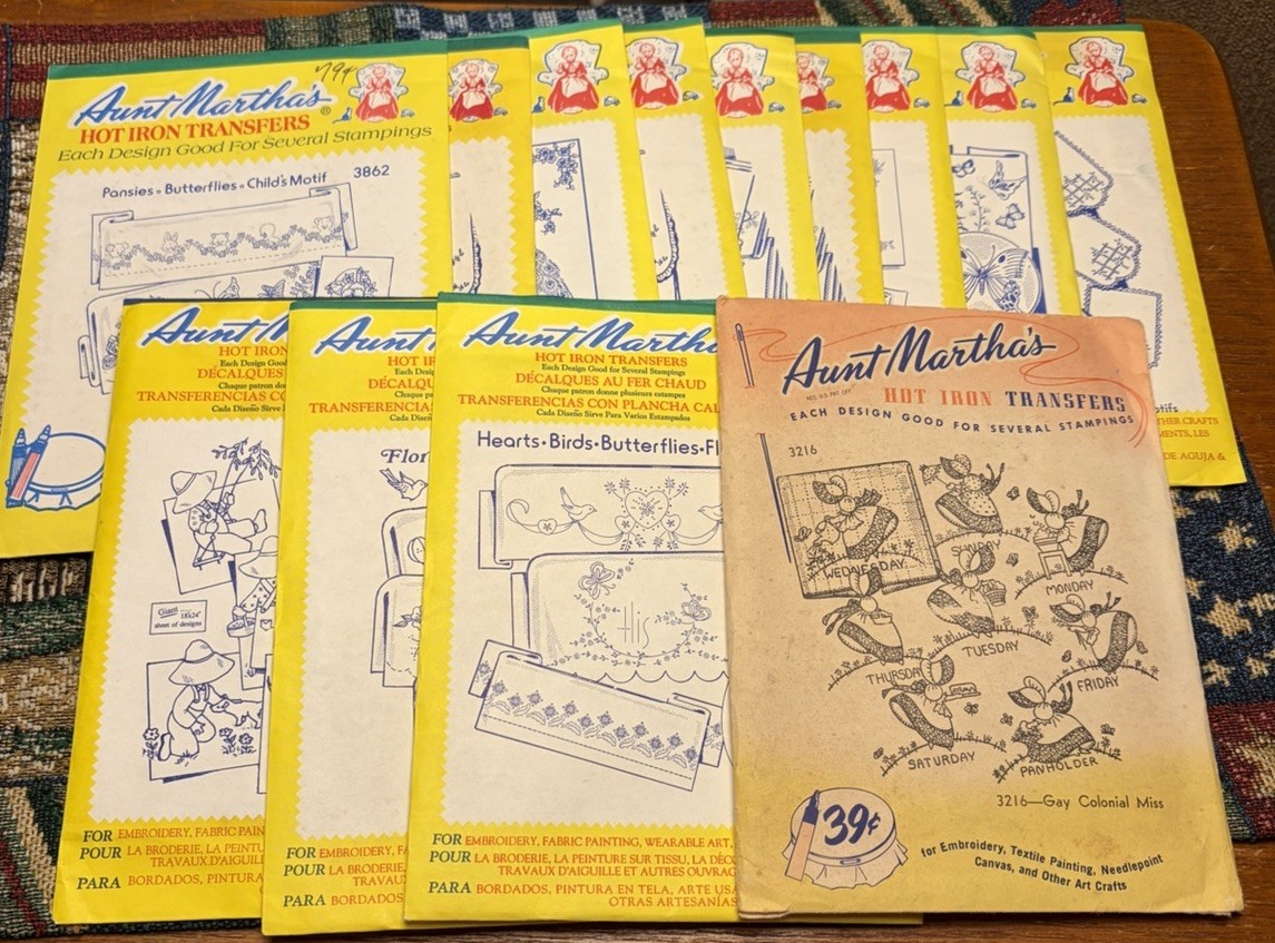 Aunt Martha's Vintage Hot Iron Transfer Pattern Lot Of 13