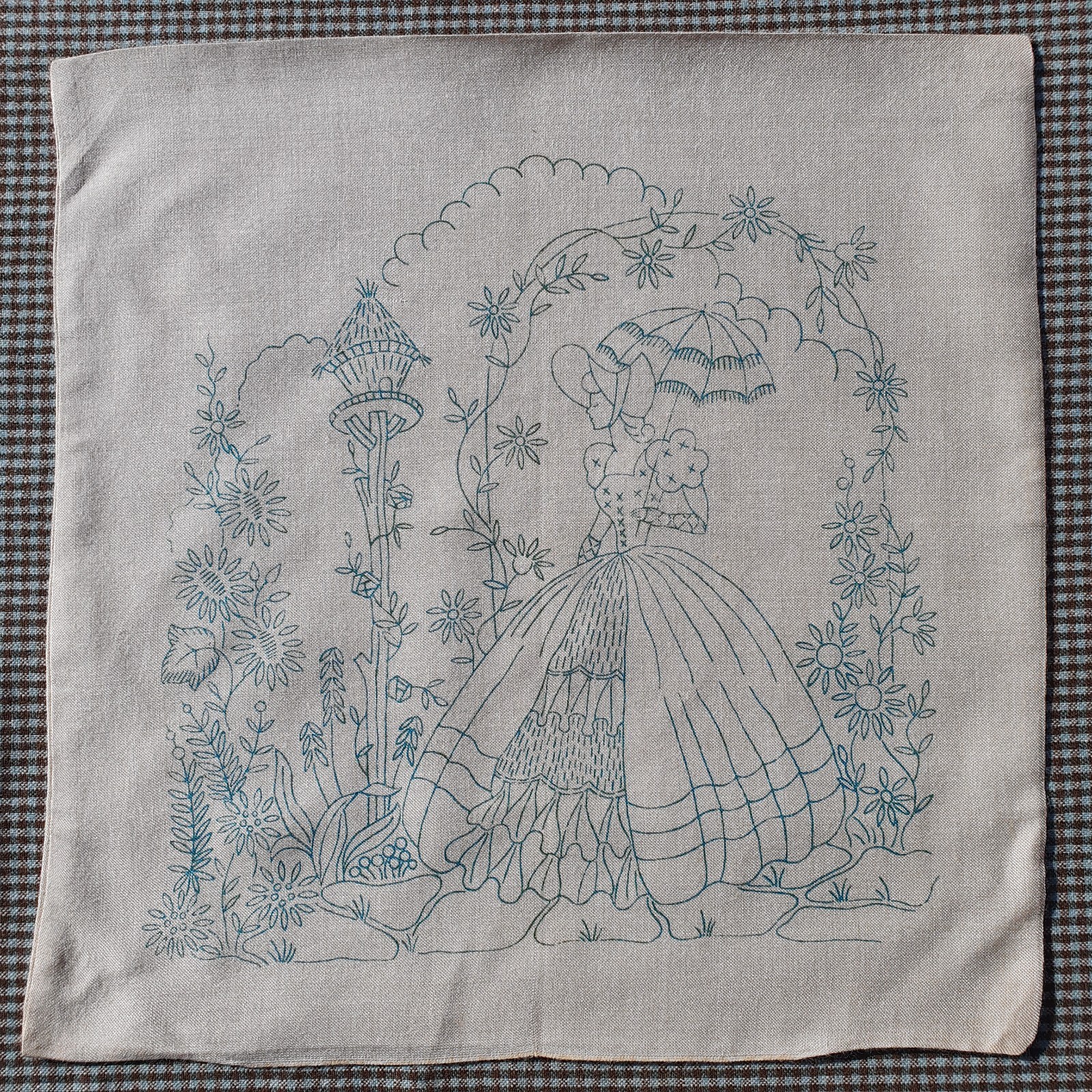 CUSTOM for D to buy ONLY - 3 lots stamped embroidery CRINOLINE LADY