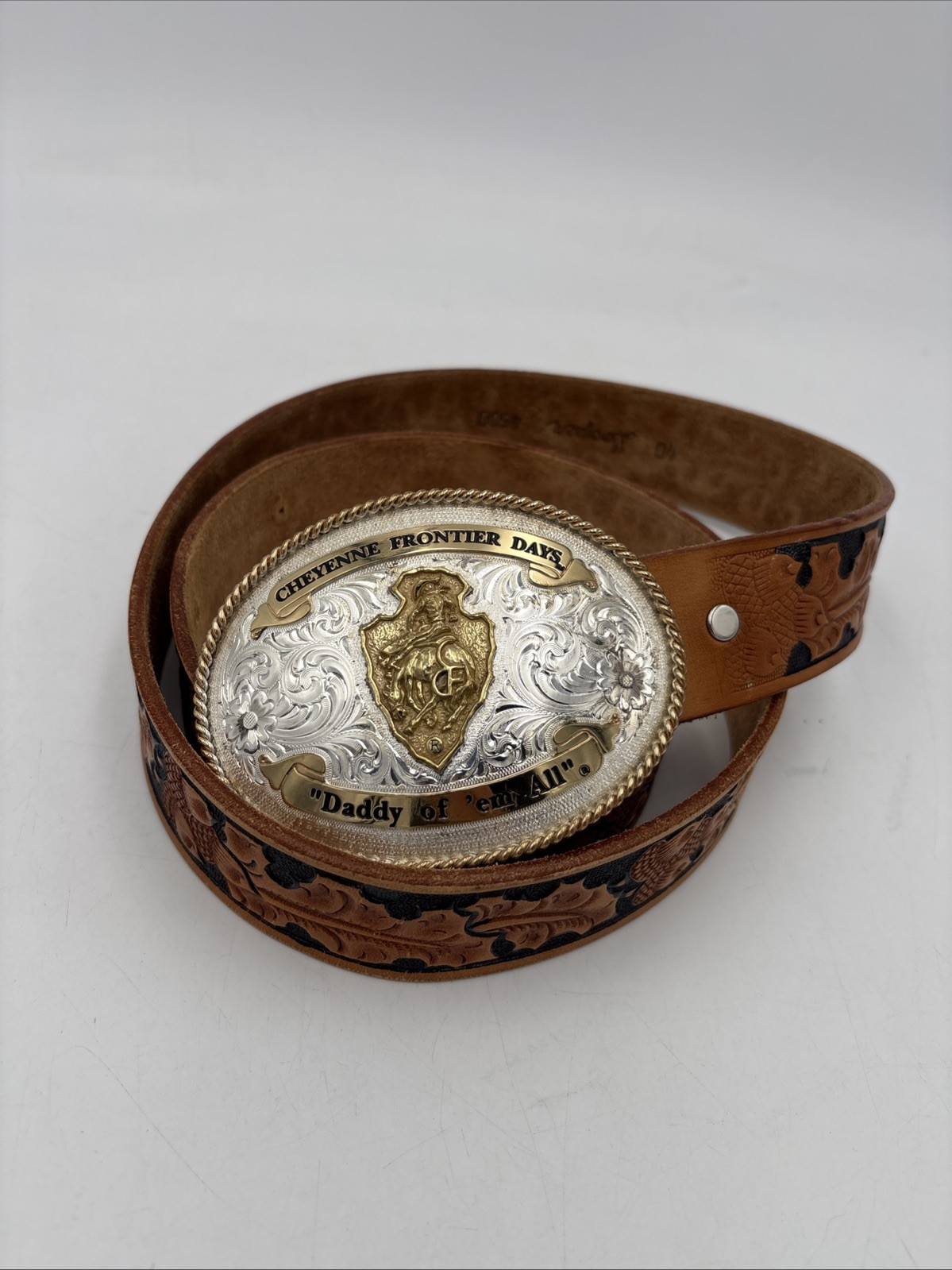 Montana Silversmiths Cheyenne Frontier Days Belt & Buckle Daddy of 'Em All