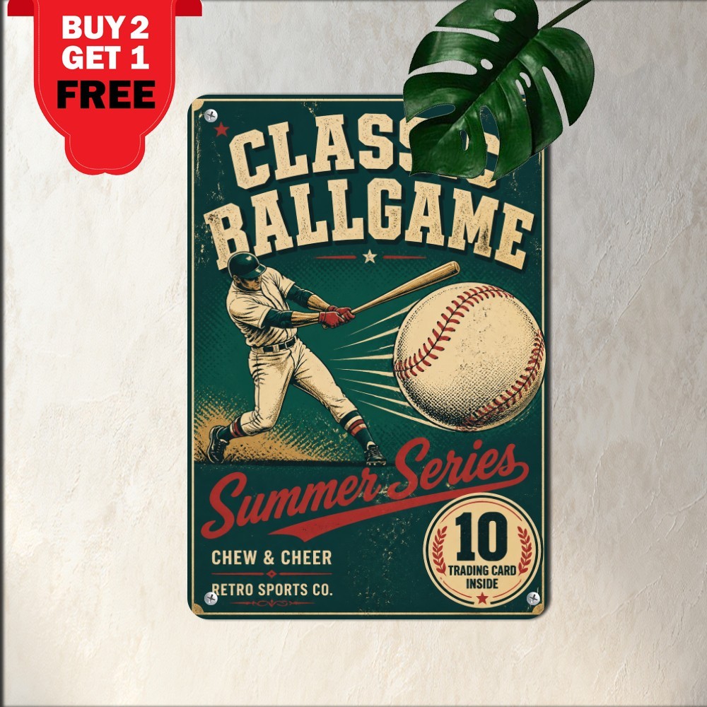 Classic Baseball Ballpark Wall Art Sign Vintage Sports Metal Tin Plaque