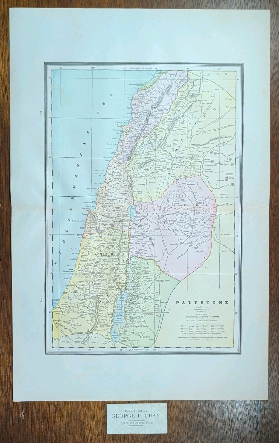 Vintage 1892 PALESTINE Map 14