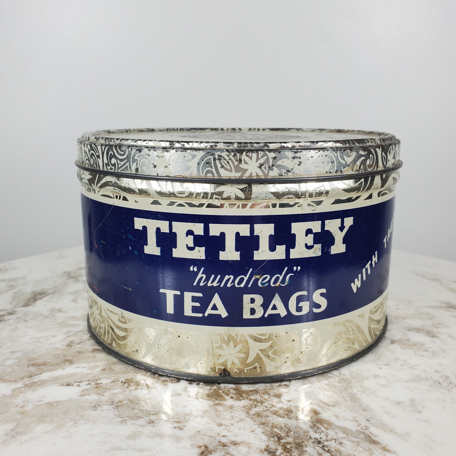 Vintage Tetley 100 Tea Bag Tin EMPTY Cannister