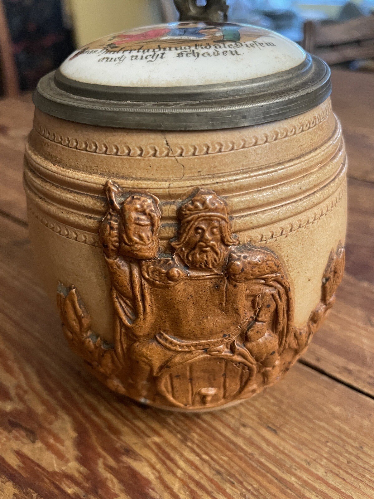 Antique Mid 19th Century German Marked Ceramic Beer Stein -Franco Prussian War?