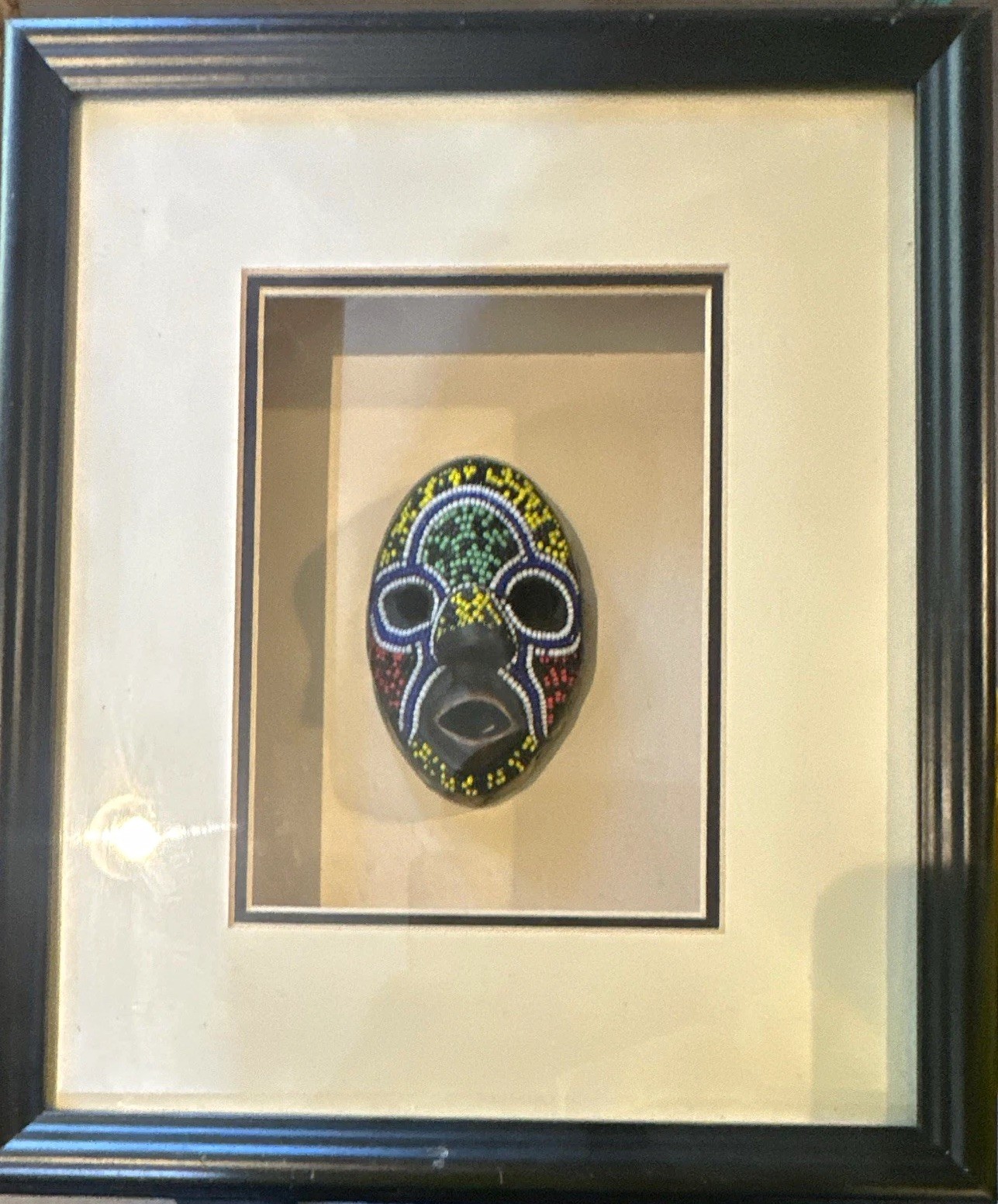 African Handmade Framed Beaded Mask Wall Art Decor - Heritage Collection