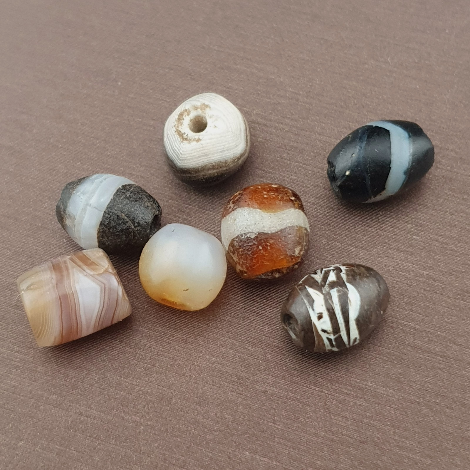 Rare Ancient Natural Eyes Suliemani Agate Old Beads Stripe Pattern Lot