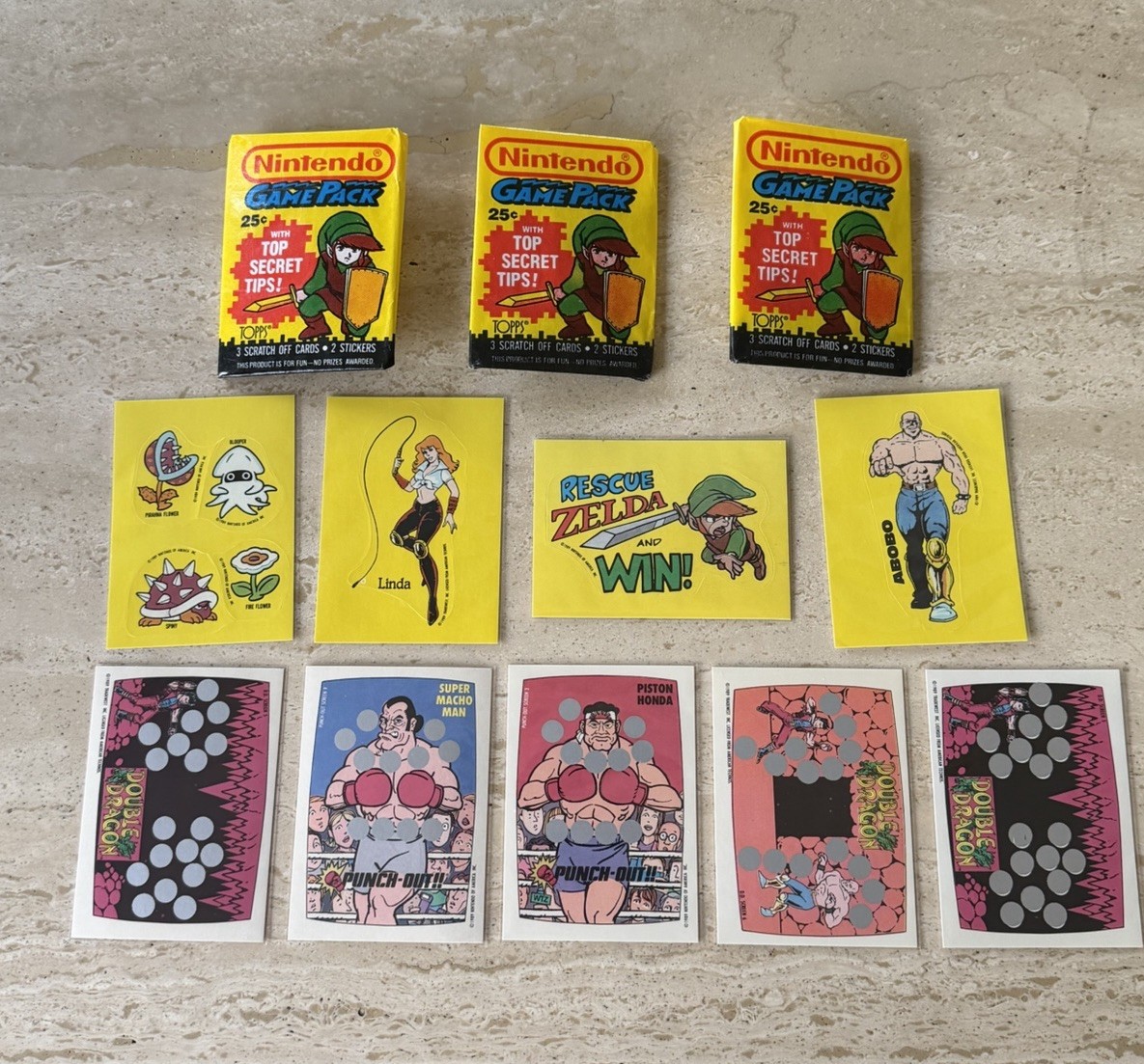 1989 Topps Nintendo Game Pack Lot Zelda Mario Punch Out Stickers Pack Fresh