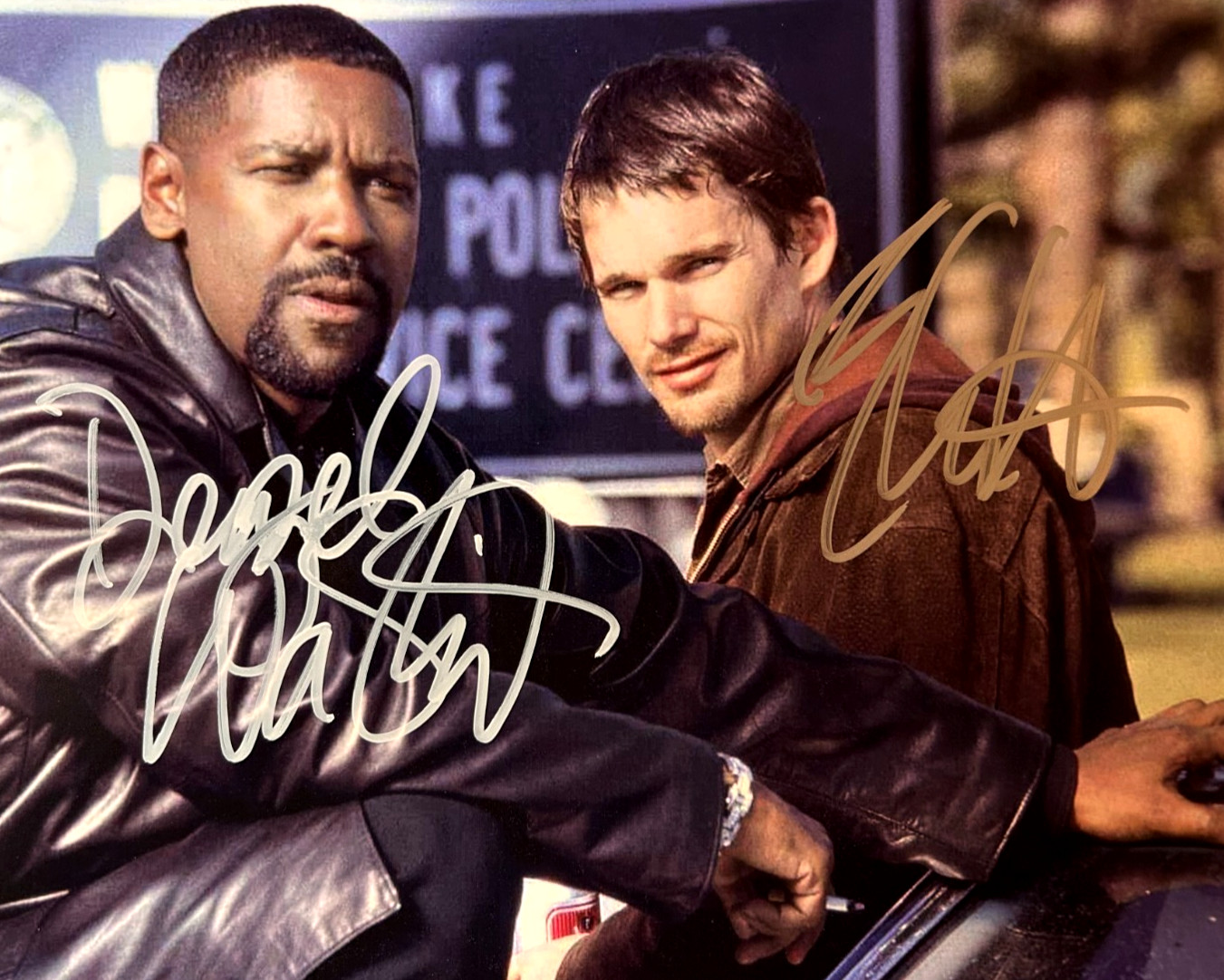 Denzel Washington, Ethan Hawke Signed 8x10\