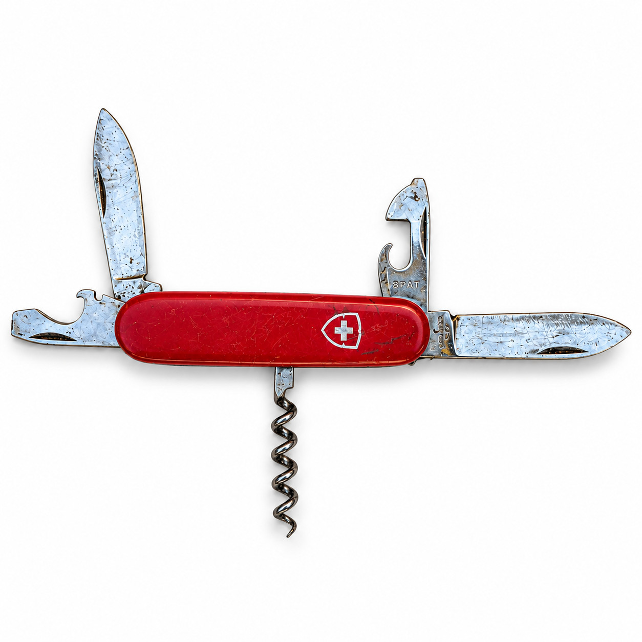 Vintage Victorinox Standard 91mm Swiss Army Knife Red +PAT Corkscrew 2 Blade
