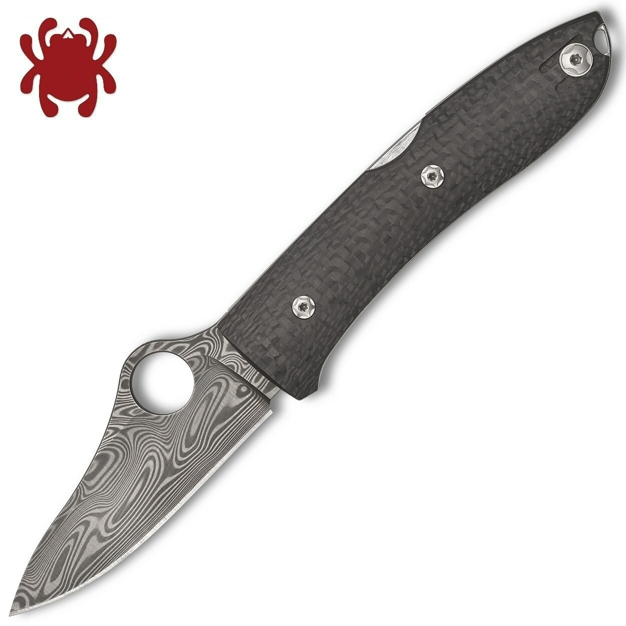 Spyderco SpyOpera Sprint Run Thor Damasteel Plain Edge CF Handles C255CFPD