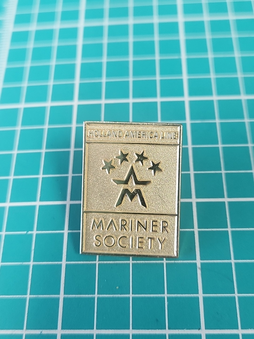 Vtg Holland America Line Mariner Society Gold Toned Lapel Pin