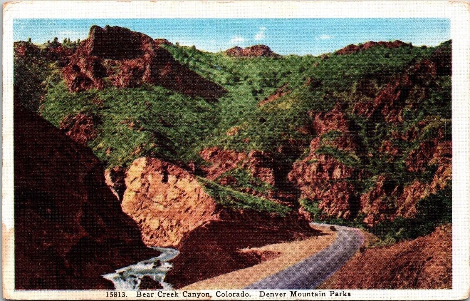 Bear Creek Canyon Colorado CO Denver Mountain Parks WB Postcard UNP VTG HHT