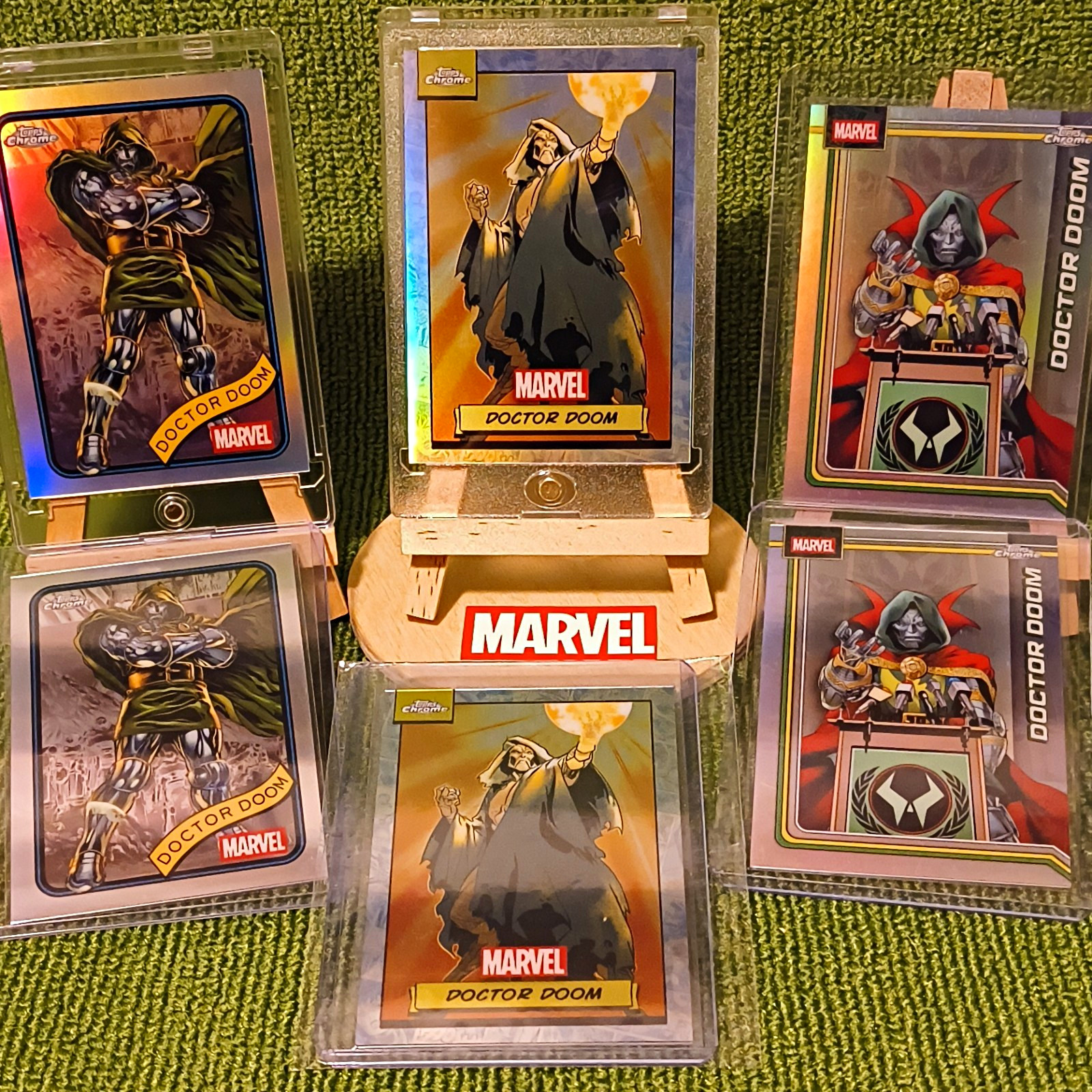Topps Chrome Marvel \'24, \'25, \'26 Doctor Doom 4 Refractor Lot w/\'24 & \'25 Base