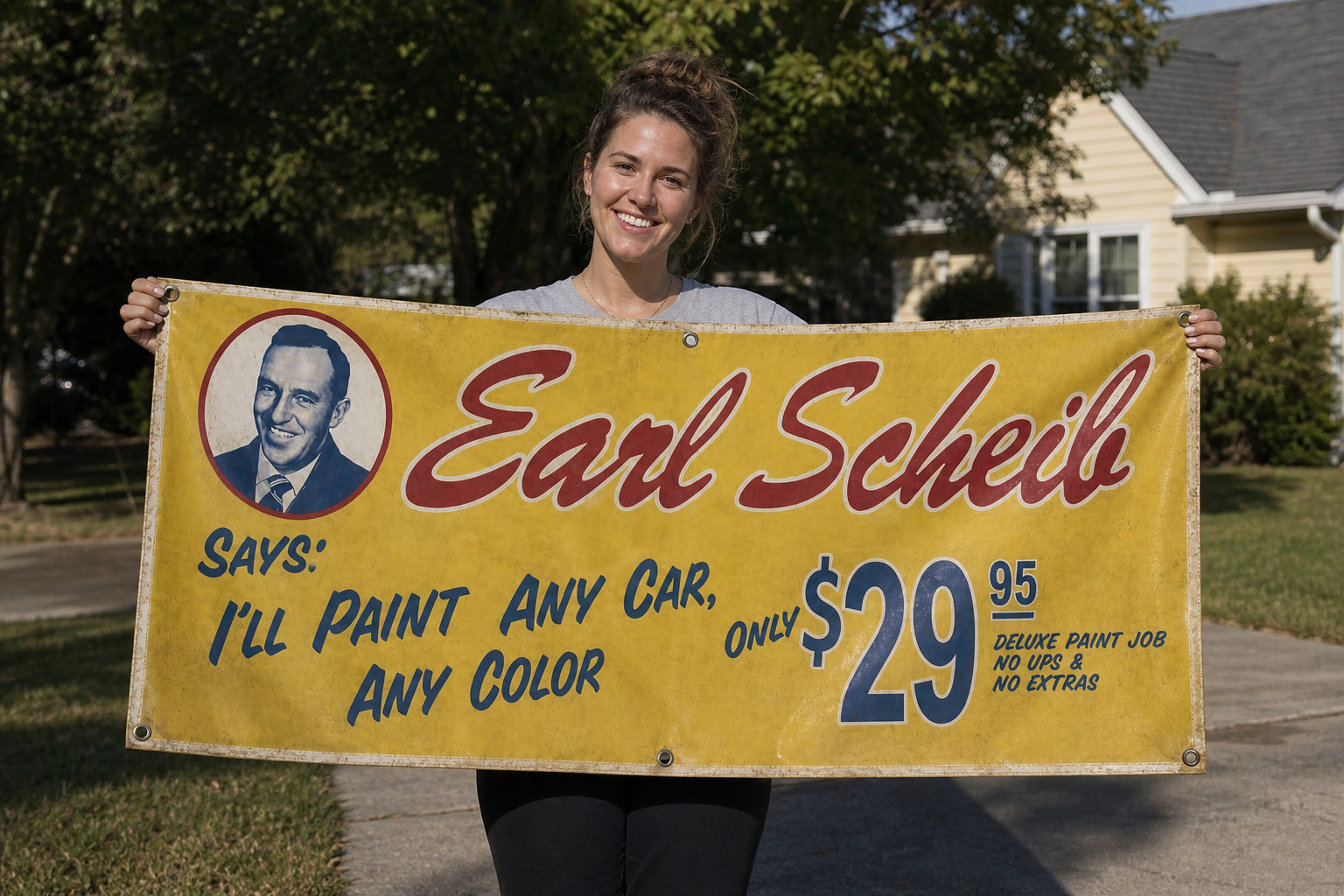 VINTAGE EARL SCHEIB BANNER Auto Paint jobs for $29.95 repro 4  Garage, Man Cave