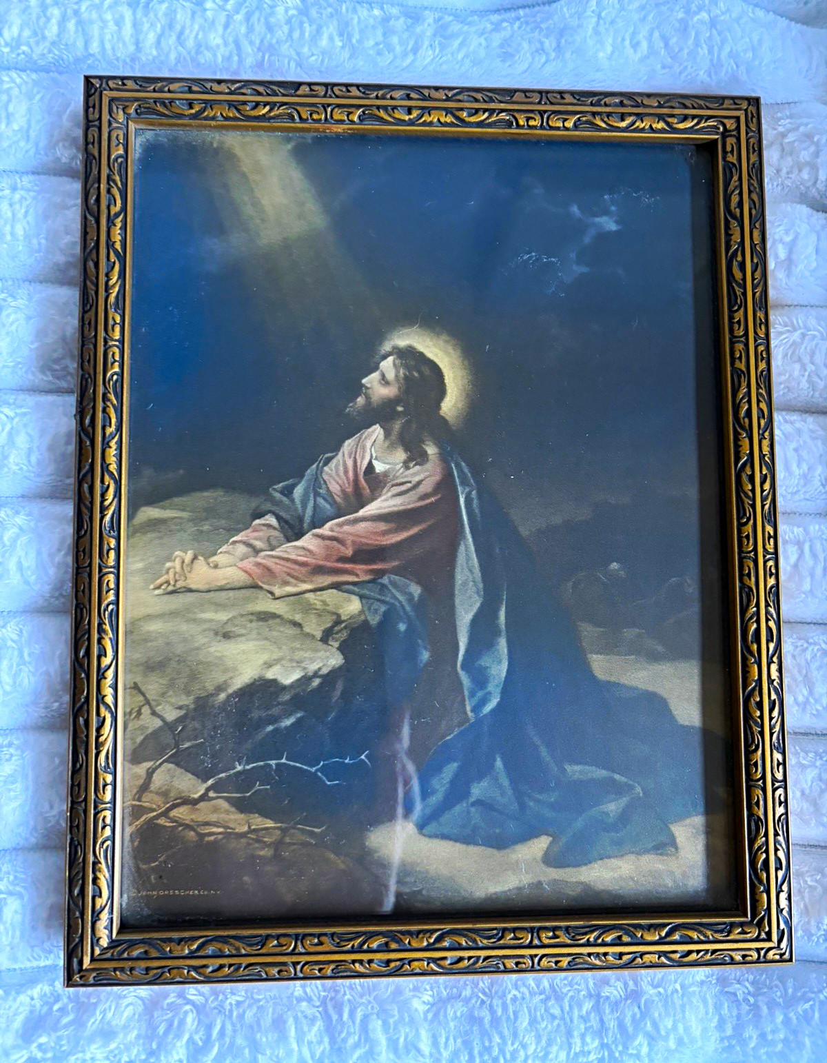 Jesus Christ in Gethsemane Framed Print Christian Picture 