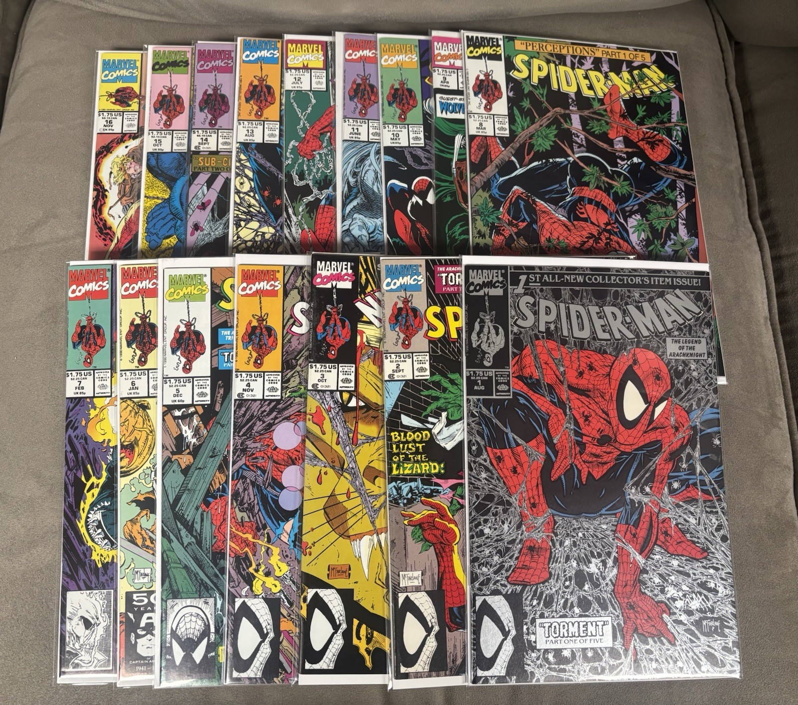 Spider-Man (1990) #1-16 Complete Set Todd McFarlane Full Run.