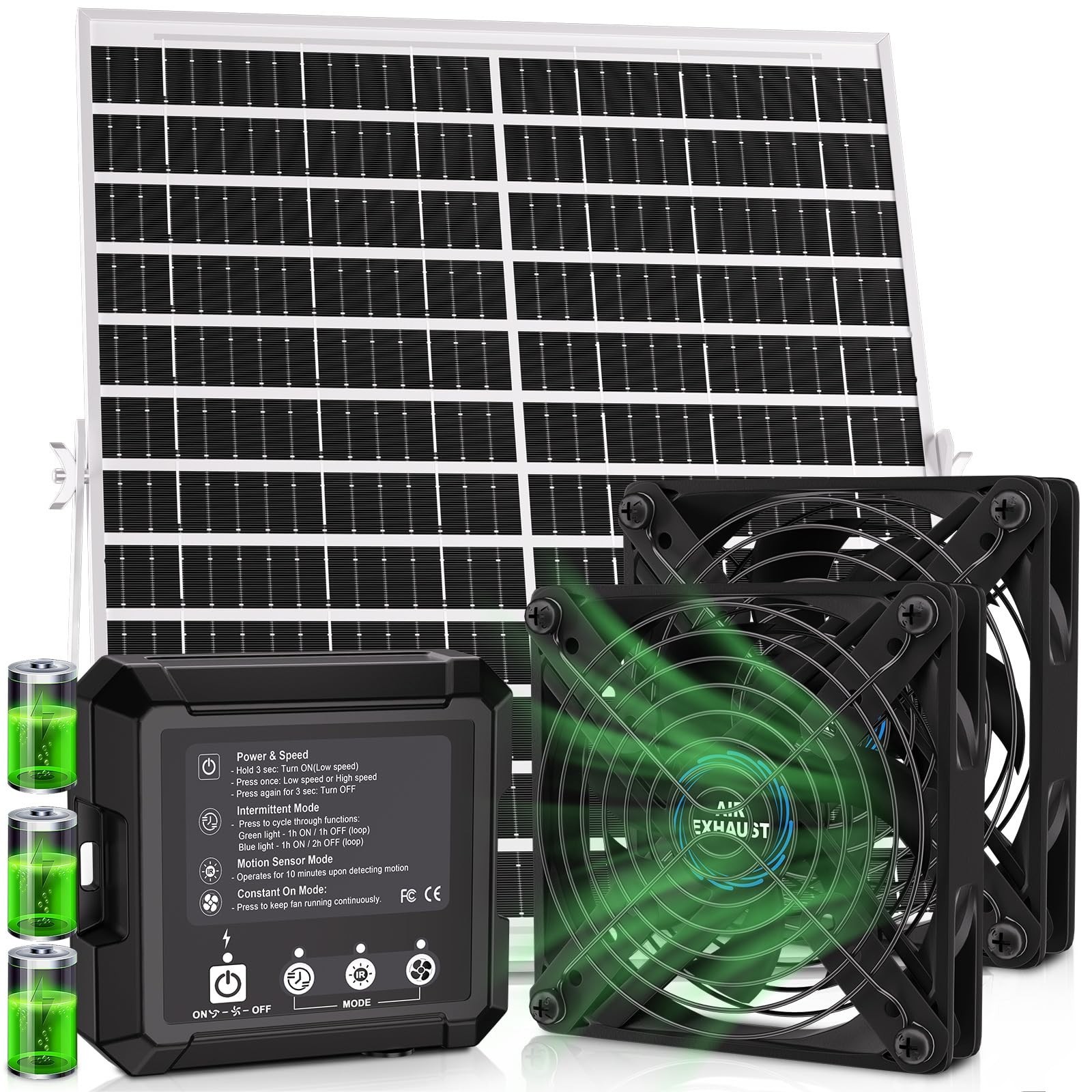 Solar Powered Fan for Chicken Coop, 25W Solar Panel, 2 * 4.7 Solar Powered Fan for Chicken Coop, 25W Solar Panel, 2 * 4.7