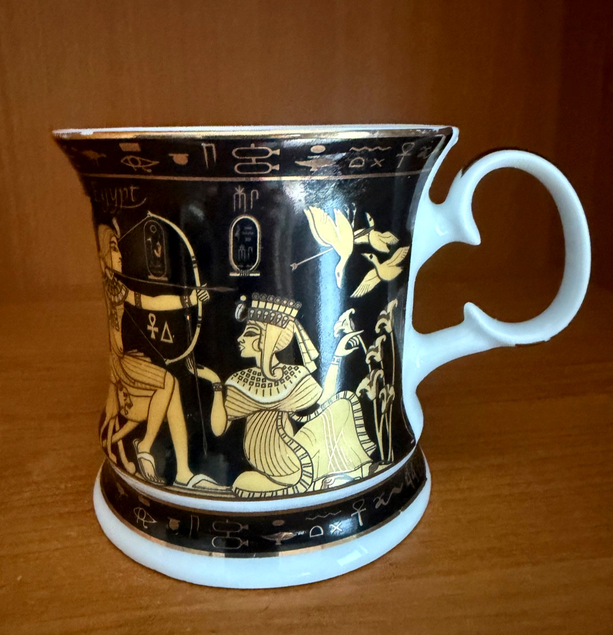 Vtg FM FATHI MAHMOUD LIMOGES Egyptian Sculpture  10oz MUG Cup  Cleopatra Pharoah
