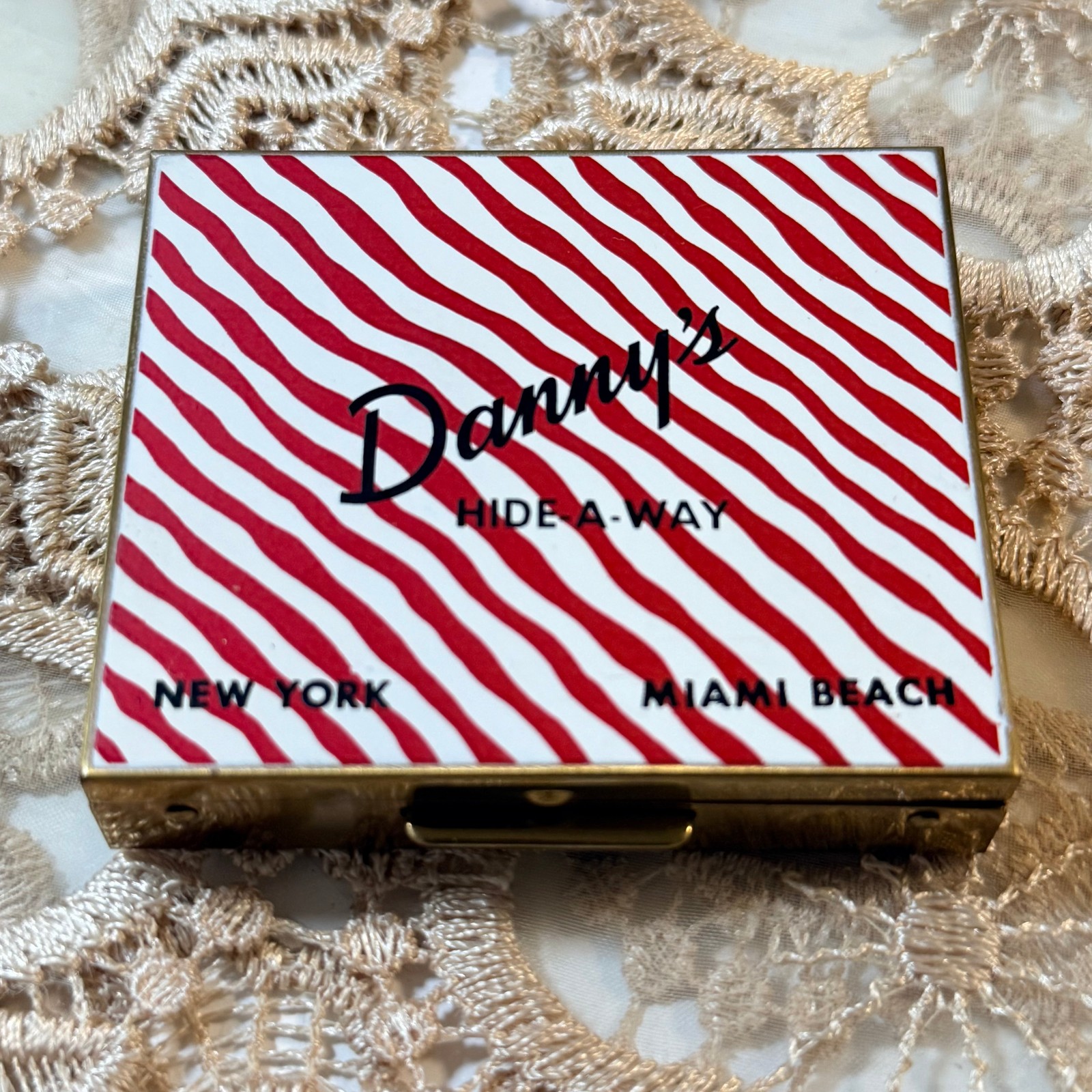 1950s Mid-Century Danny’s Hide-A-Way Brass Cigarette Case Compact Holder