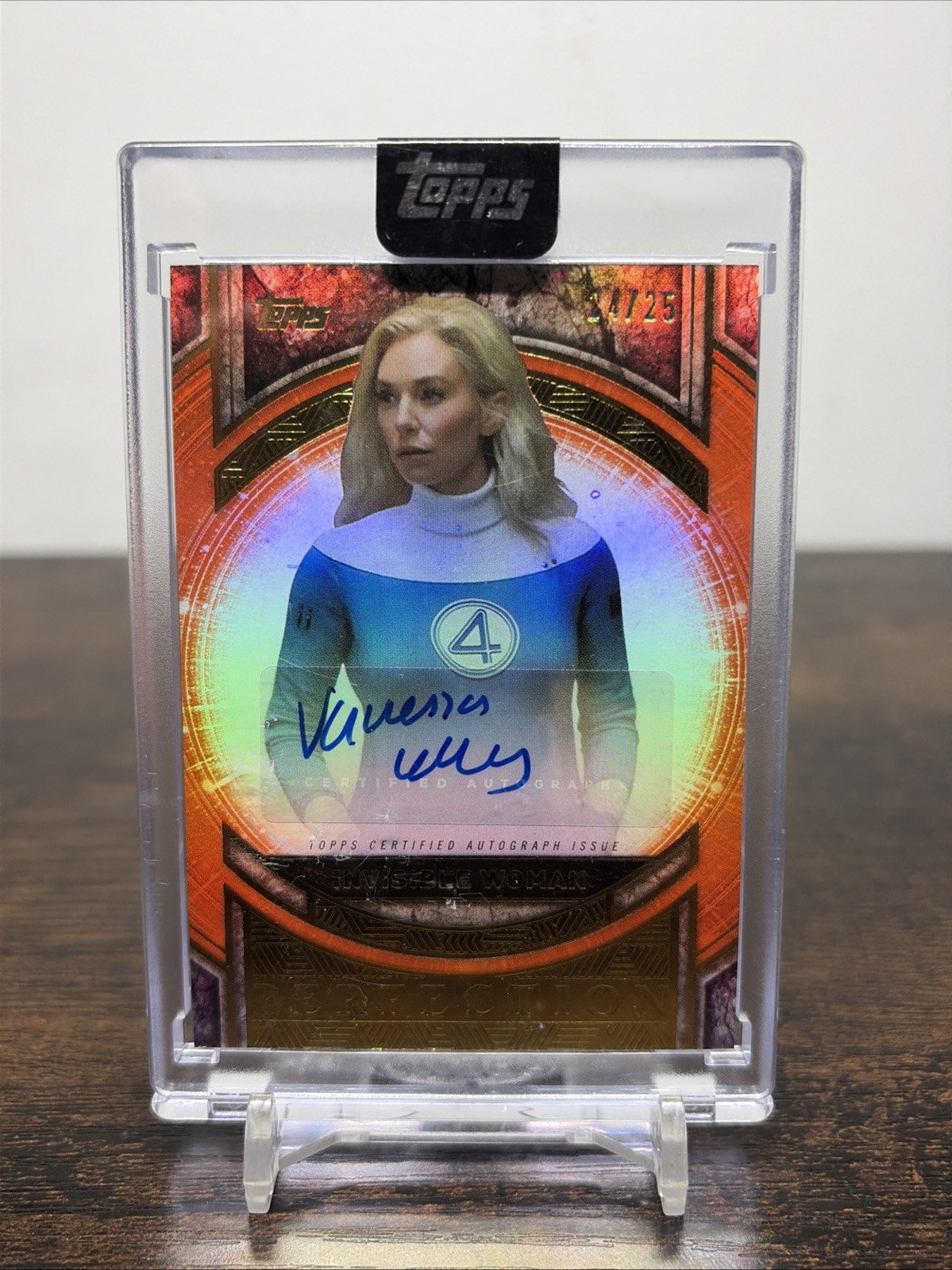 2025 Topps Marvel The Collector Invisible Woman Vanessa Kirby Orange Auto  /25