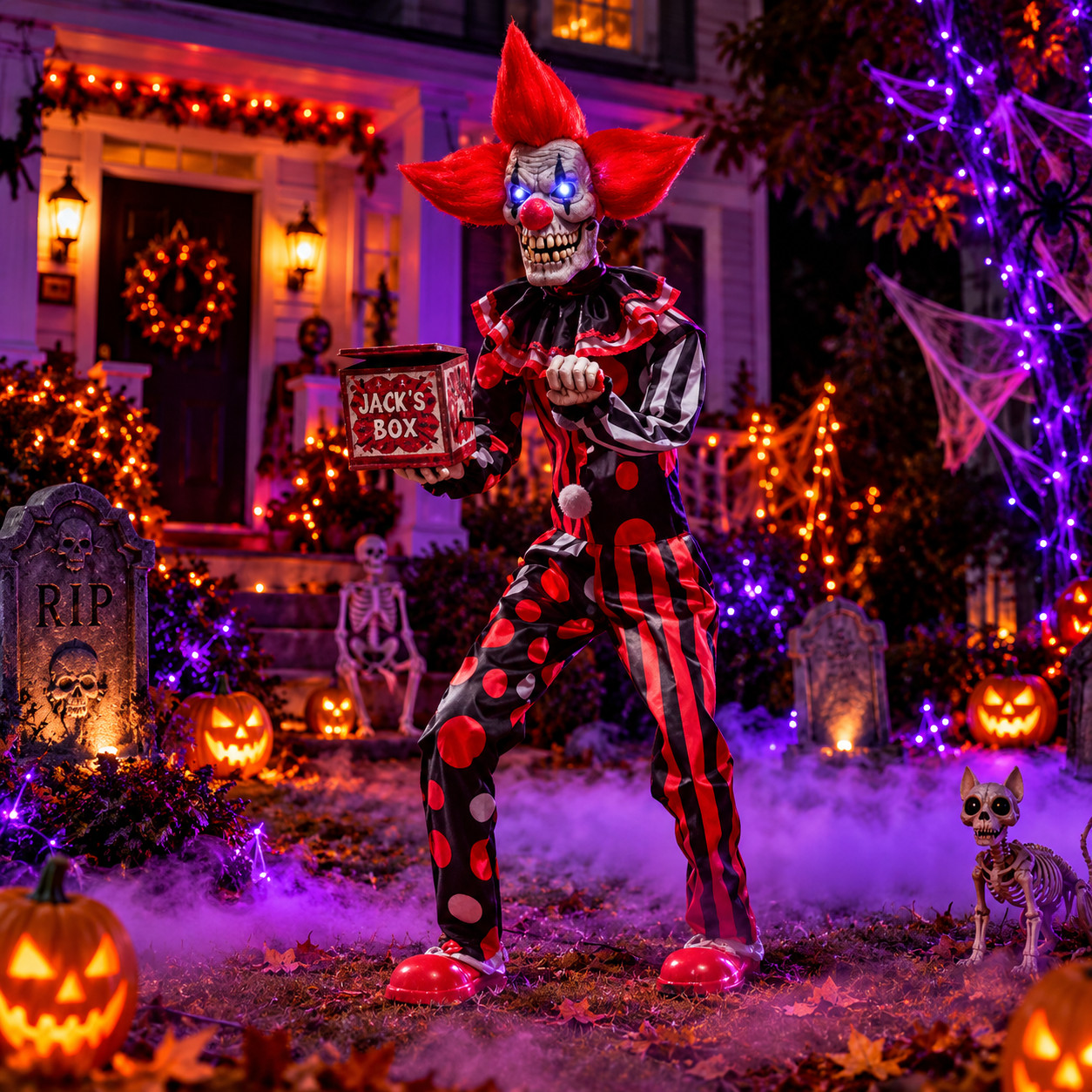 Home Accents 6 FT Checkmate Chuckles Animated LED Clown Halloween 26SV25541