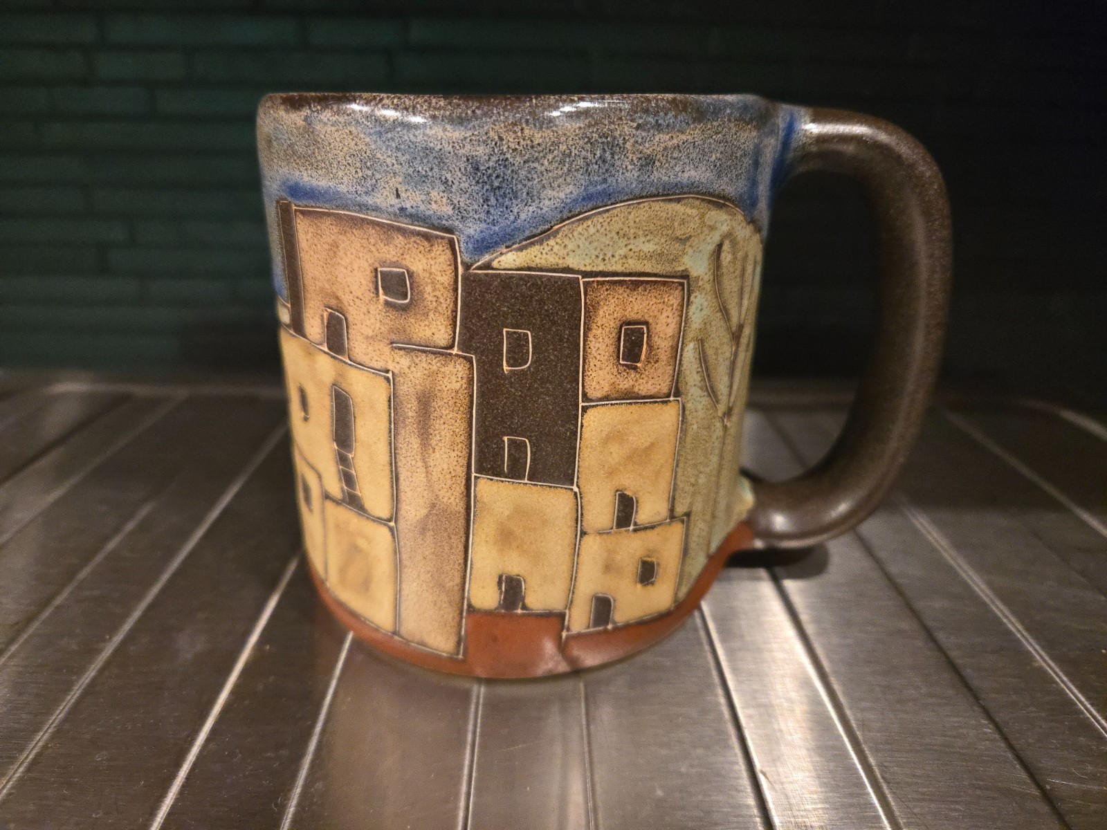 Mara Mexico Signed Stoneware Pueblo Large Art Pottery Mug