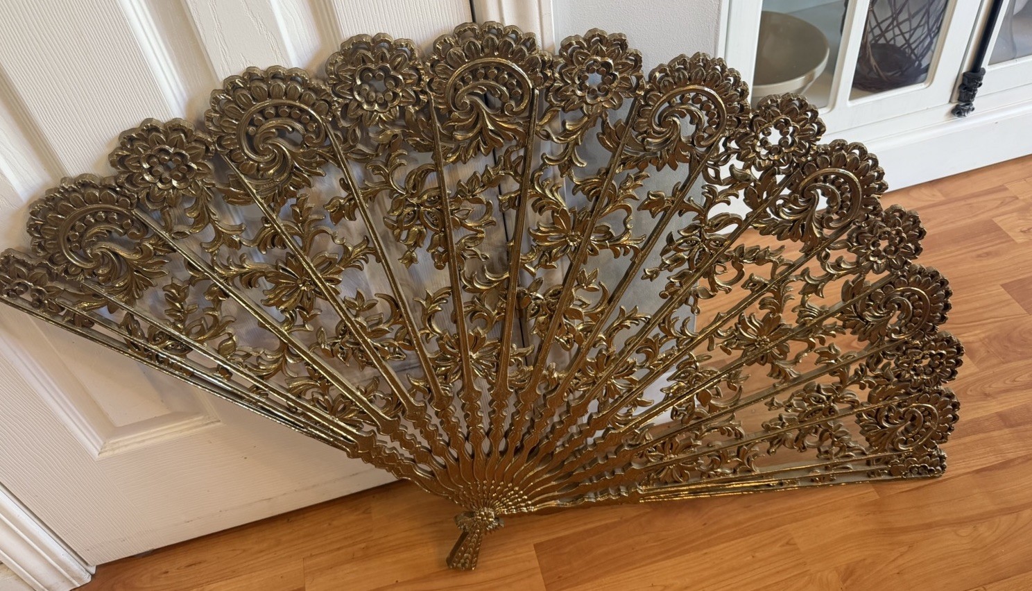 Mid-Century Hollywood Regency Burwood Gold LARGE Wall Fan