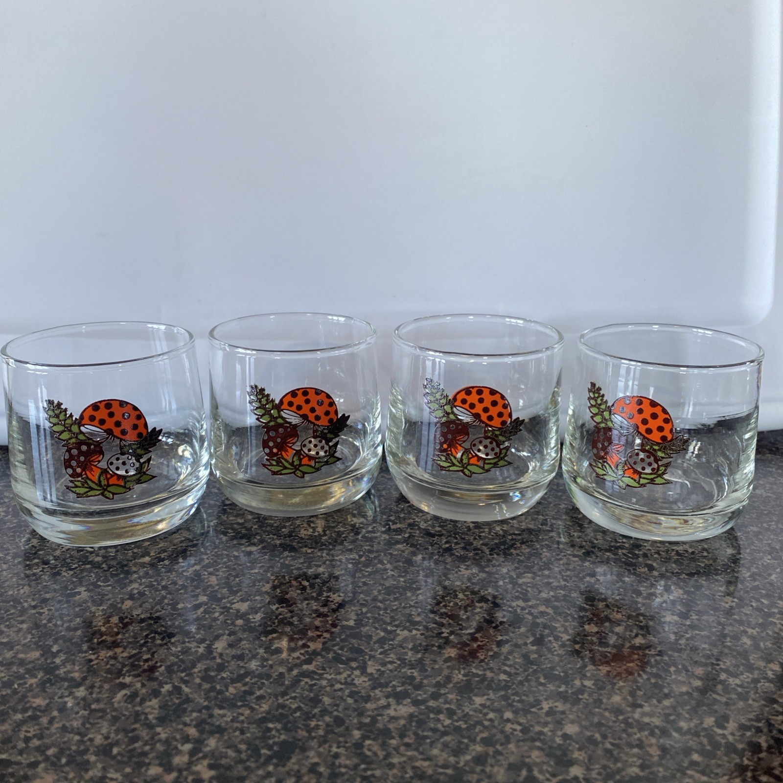 Vintage 1970\'s Merry Mushroom 3” (8 oz) - Set Of 4 Glasses