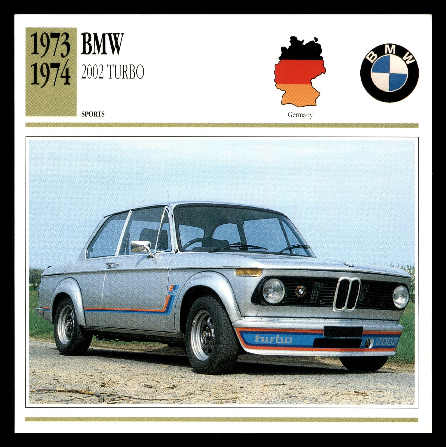 1973-1974 BMW 2002 Turbo Edito-Service SA Collector Card - Germany Sports Car