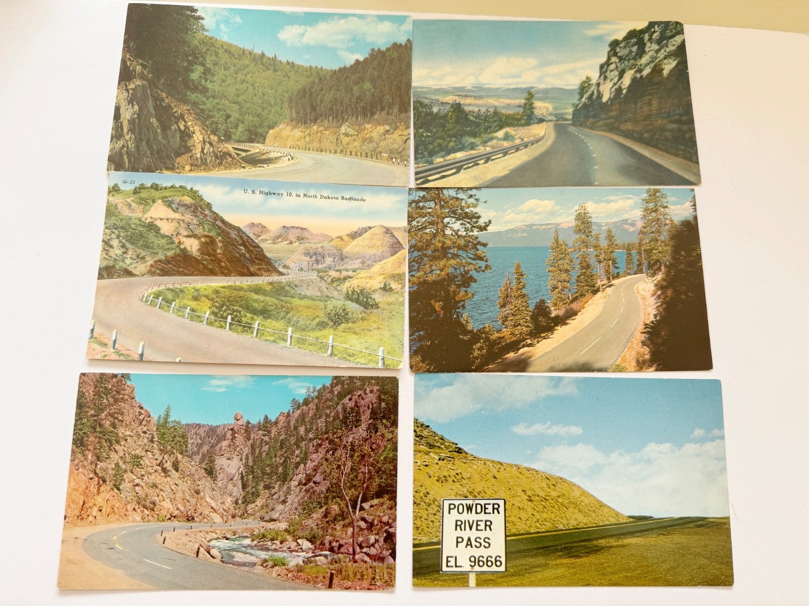 Lot of 6 Vintage Postcards Scenic Highways New Mexico Wyoming Lake Tahoe Badland