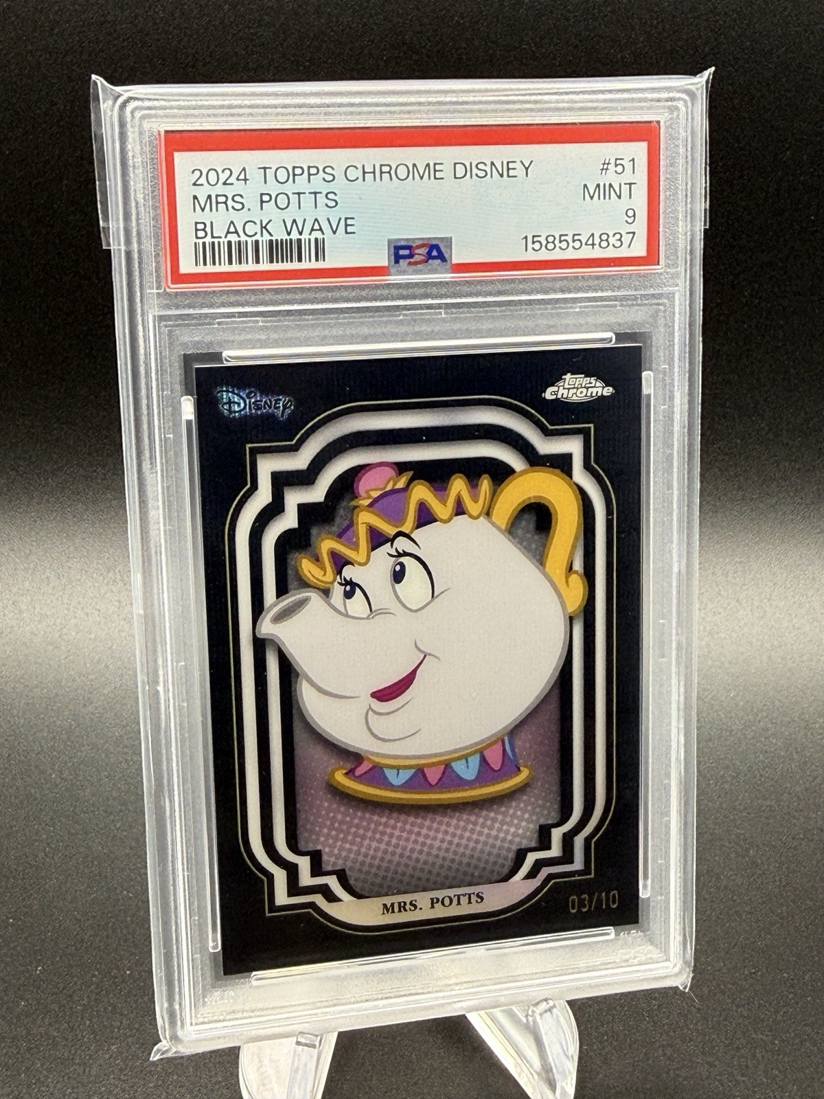 2024 Topps Chrome Disney Mrs. Potts #51 Black /10 PSA 9