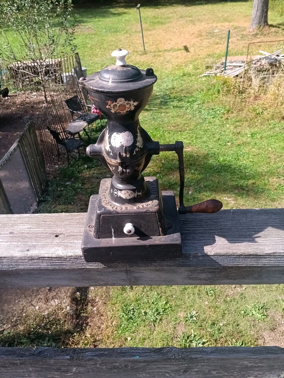 Antique Pennsylvania  Enterprise  Iron Decorated  Coffee Mill Attic Condition