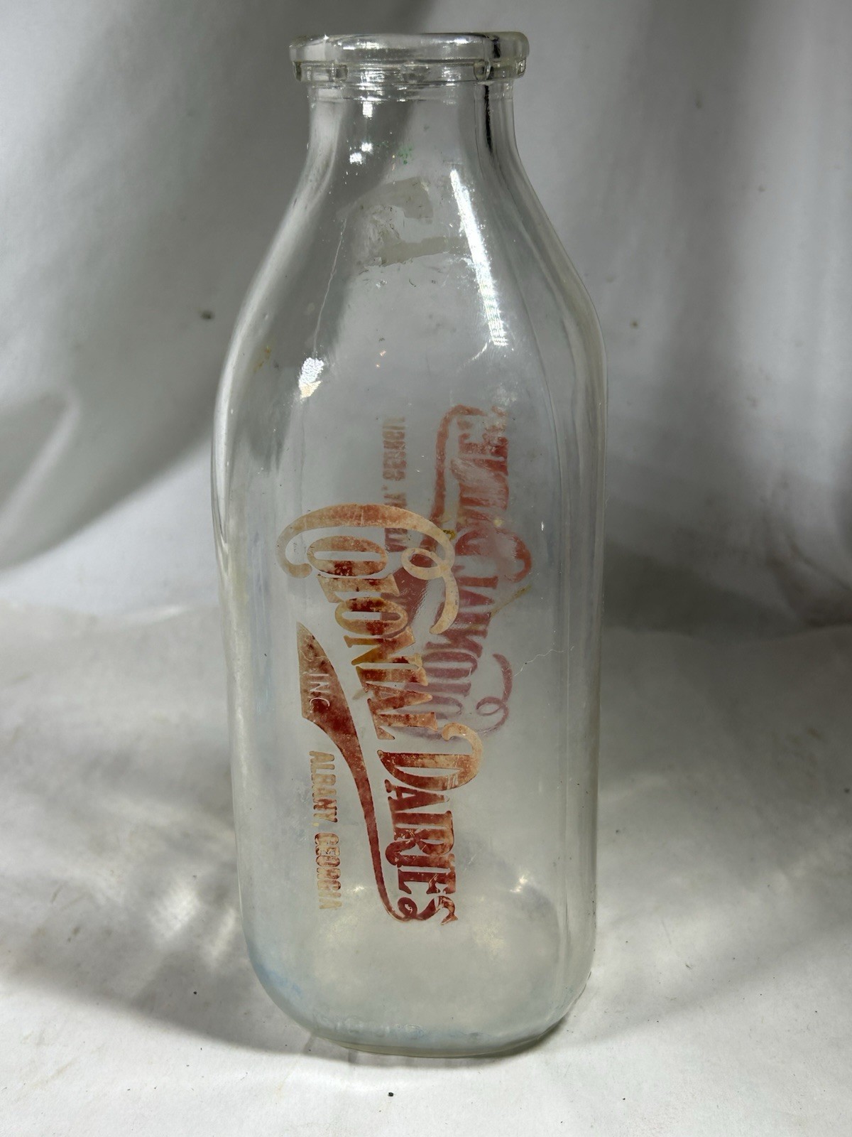Vintage Colonial Dairies Glass Milk Bottle Albany Georgia GA  Dairy Collectible