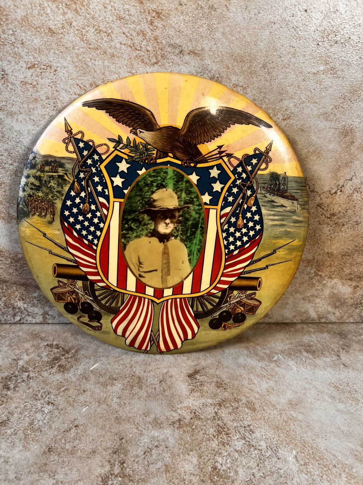 Antique WWI Patriotic Soldier Portrait 9
