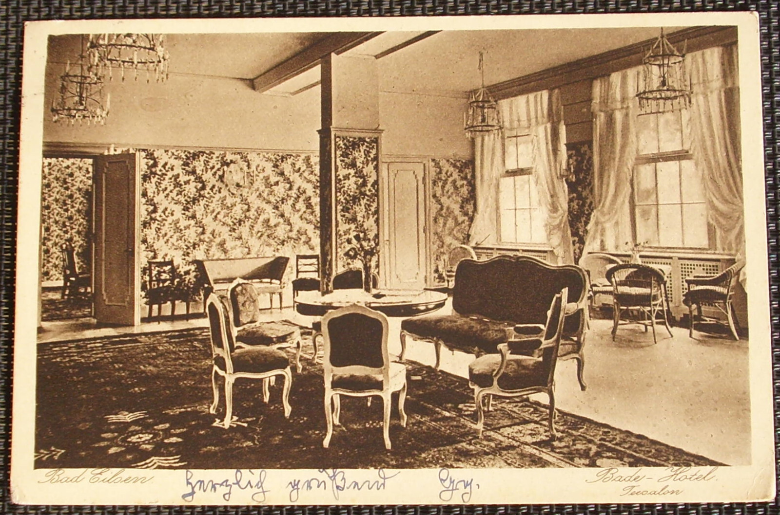 Postcard 1934: Bad Eilsen bathing hotel tea salon Schaumburg hotel restaurant inn