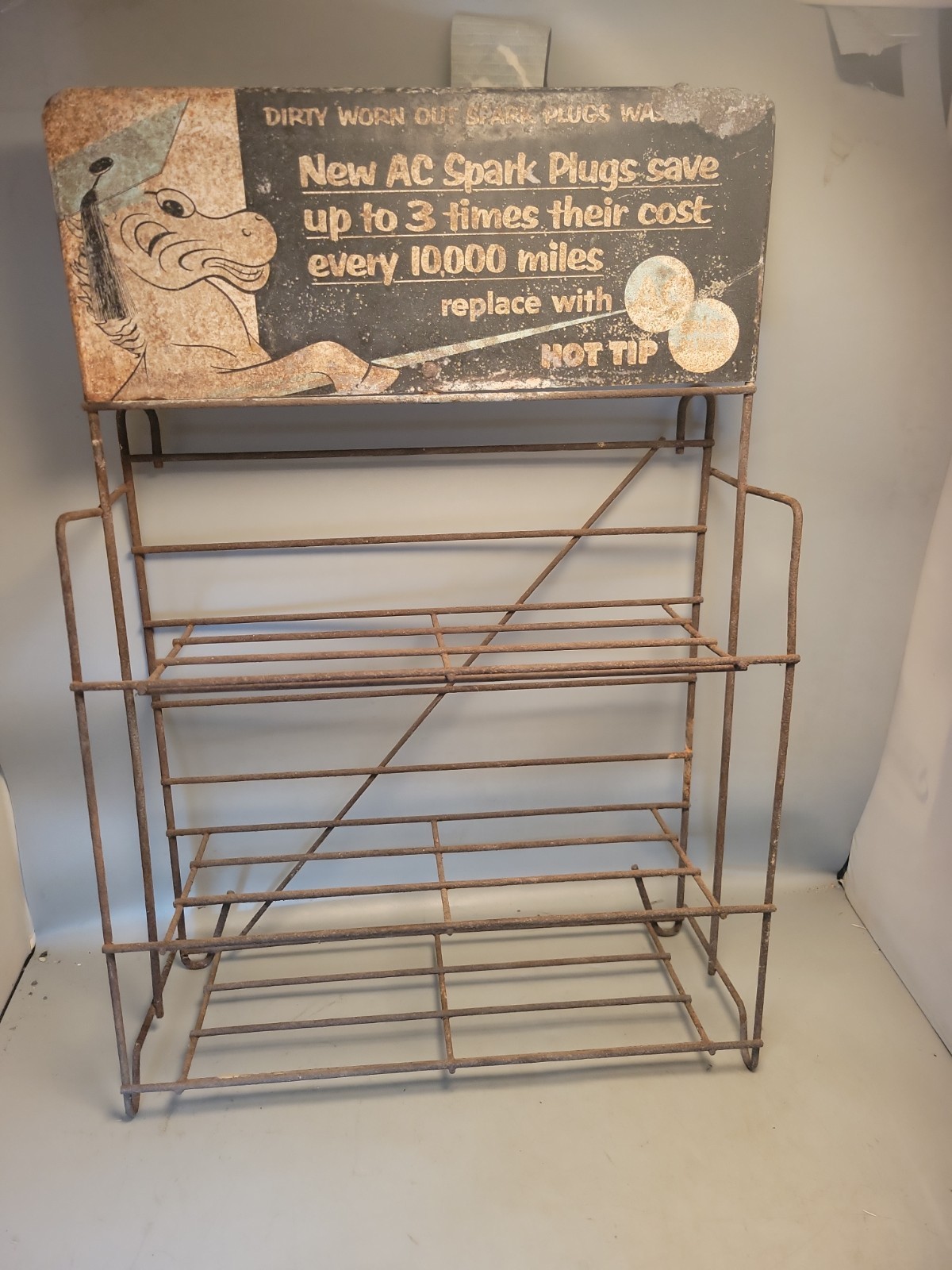  Vintage AC Spark Plugs Metal Display Rack Buying As Is 21