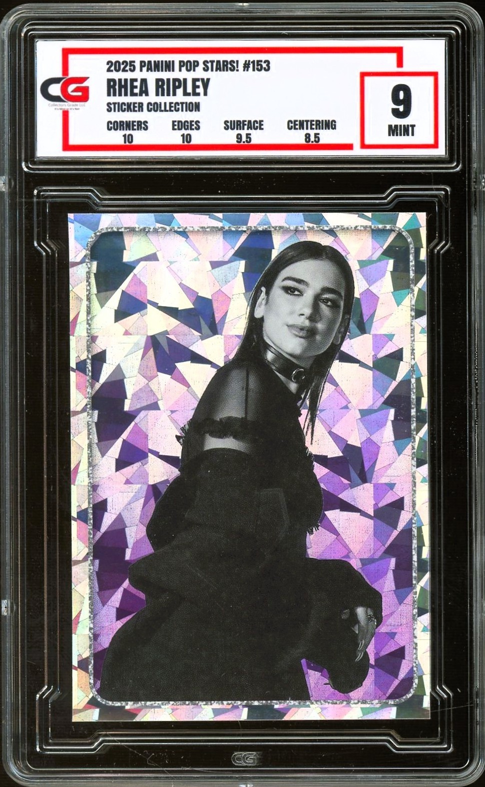2025 Panini Pop Stars Sticker #153 Dua Lipa CRACKED ICE ~ CG 9