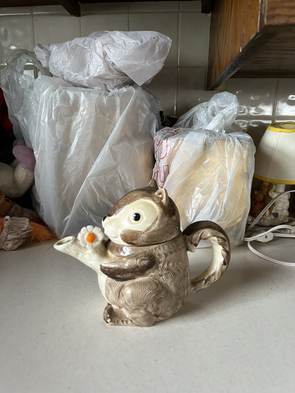 Vintage 1979 Enesco Japan Ceramic Squirrel Tea Pot Anthropomorphic