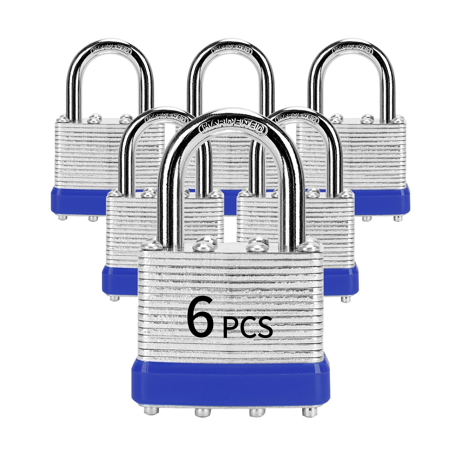 Padlocks with Same Key 6 Pcs Laminated Keyed Padlock 40mm Keyed Alike Set