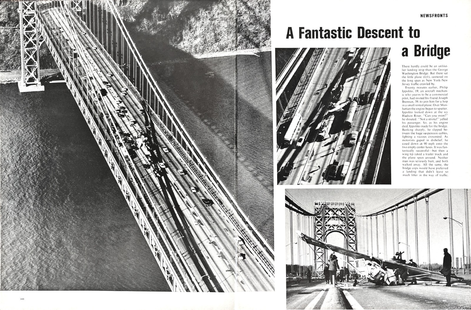Plane Crash George Washington Bridge New York City 1966 Vtg Mag News Article