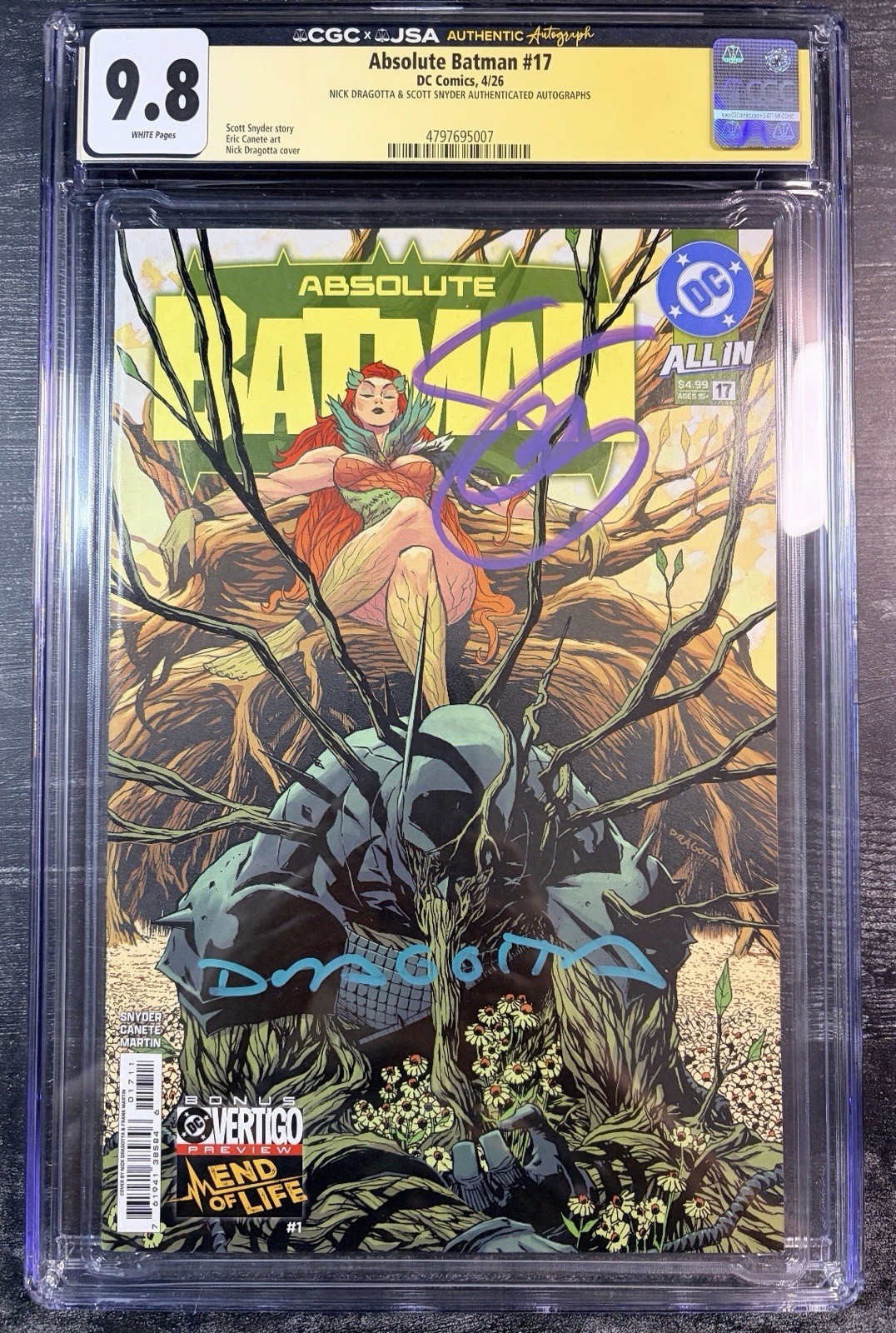 Absolute Batman #17 CGC 9.8 SS 2X Signed Dragotta & Snyder - First Print
