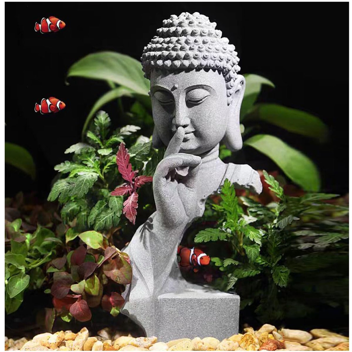livelyfish Meditating Buddha Statue Zen Garden Statues Sandstone Thinker Budd...