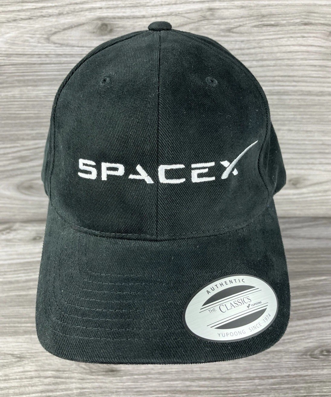SpaceX Logo Black Cap Adjustable Embroidered Space X Strapback Collectible