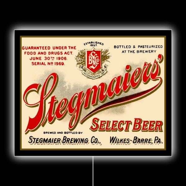Stegmaier Beer - Wilkes Barre Pennsylvania NEW LED Hanging Lighted Sign: 18x23\