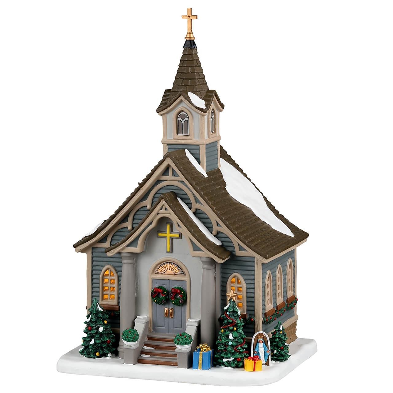 Lemax Caddington Village Small Town Church Wrapped Christmas Gifts Outdoor 35066