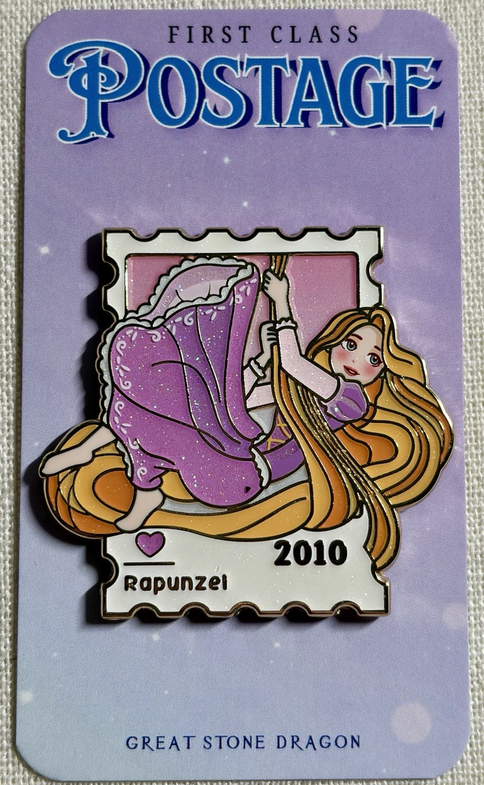 Great Stone Dragon RAPUNZEL STAMP First Class Postage Disney Fantasy Pin LE Gold