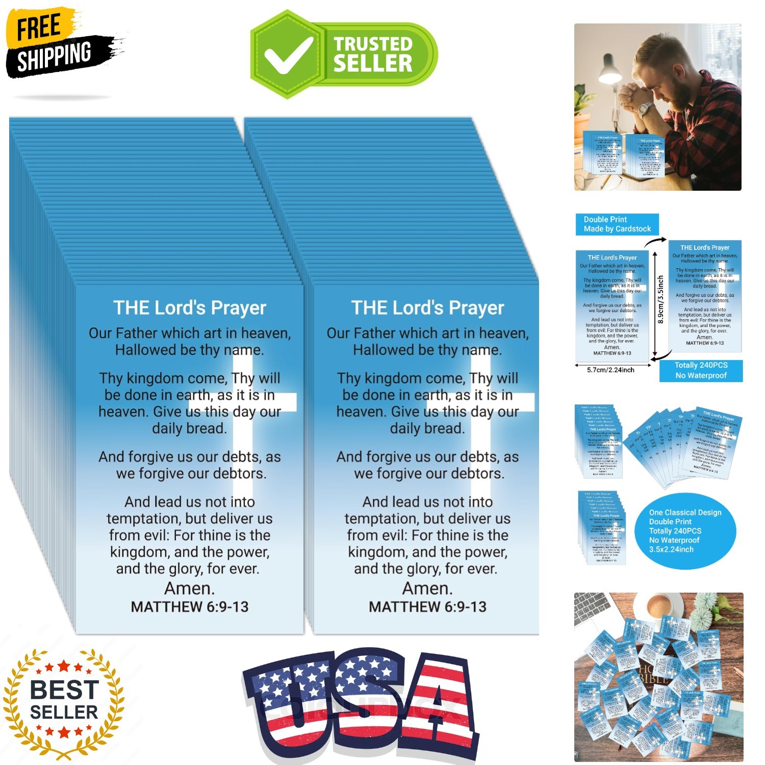 240pcs The Lord’s Prayer Card Gospel Tracts Religious Christian Roman Road Sa... 240pcs The Lord’s Prayer Card Gospel Tracts Religious Christian Roman Road Sa...