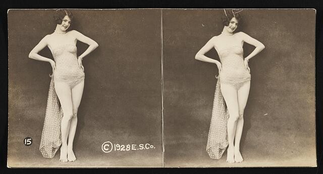Photo:1928 Young Woman in Swimsuit Little Miss Simplicity Studio Portrait