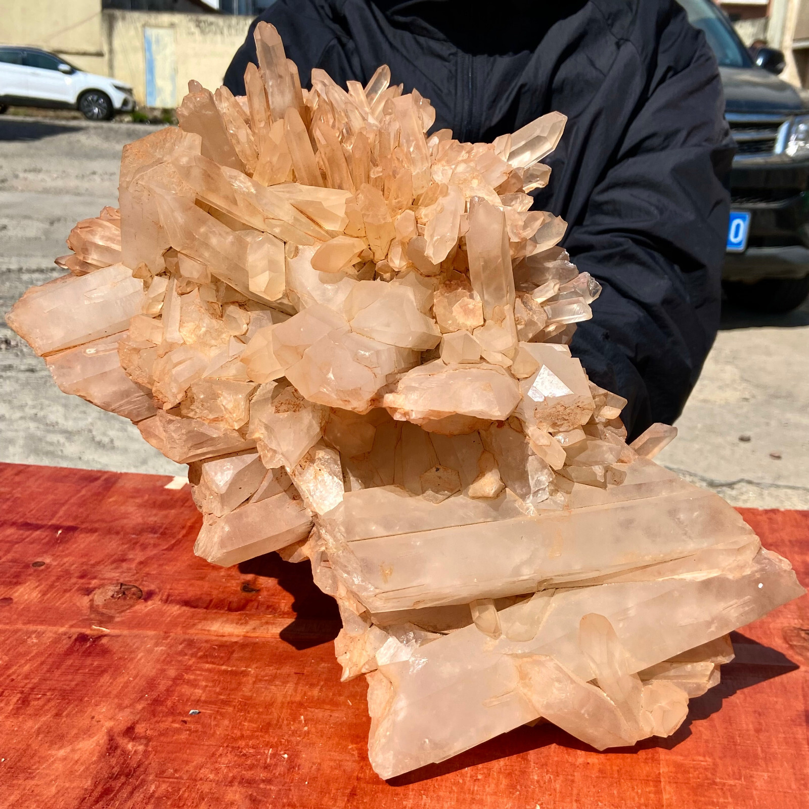 19.02LB Natural white crystal cluster quartz yellow cortical specimen Reiki Heal